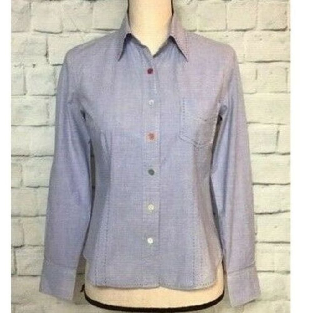EDWARD Women's Blouse  Long Sleeves  Petite Size  Small Color blue